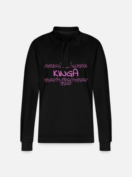 Vorname Kinga - Stanley/Stella Unisex Bio-Langarm-Poloshirt Prepster - Schwarz