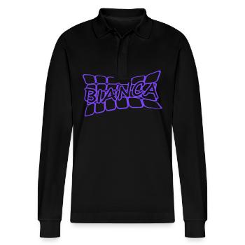 Geschenk für Bianca - Stanley/Stella Unisex Bio-Langarm-Poloshirt Prepster - Schwarz - Vorne - Anna (173cm) & Nico (186cm)