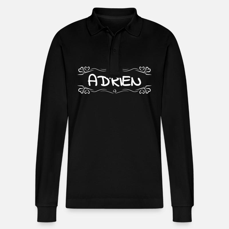 Adrien als Name - Stanley/Stella Unisex Bio-Langarm-Poloshirt Prepster - Schwarz