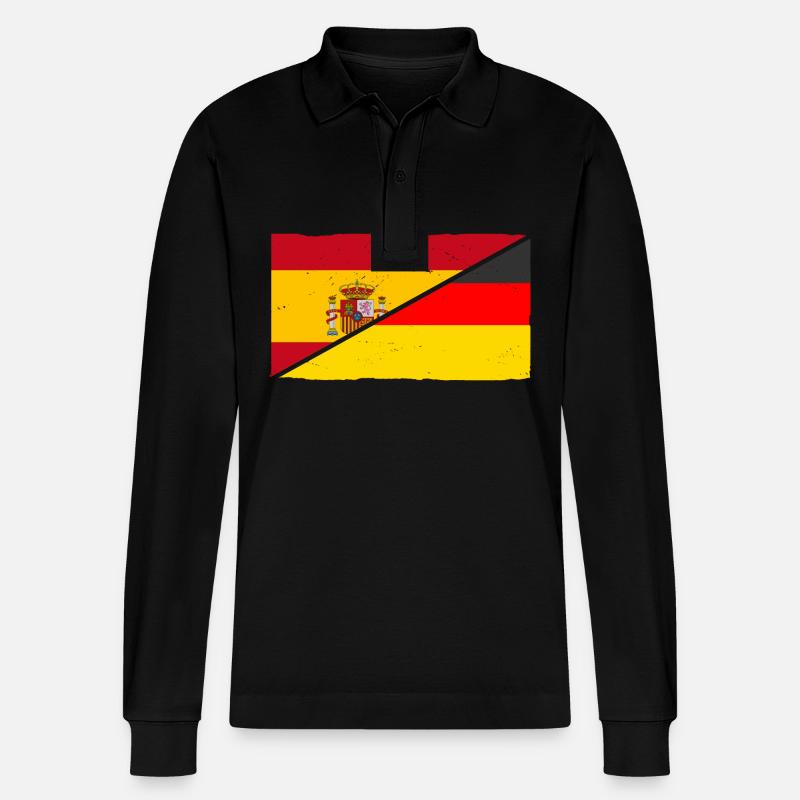Spanier Deutschland Spanien - Stanley/Stella Unisex Bio-Langarm-Poloshirt Prepster - Schwarz