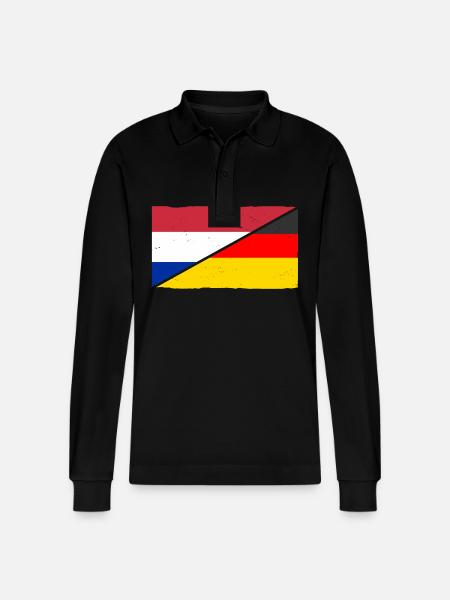 Holland Dutch Germany Netherlands - Stanley/Stella Organic Unisex Long-Sleeved Polo Shirt Prepster - black