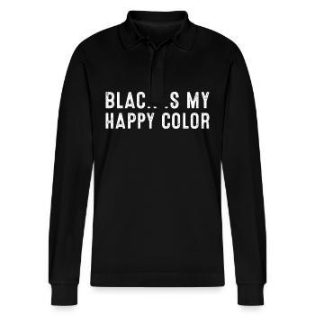 Le noir est ma couleur heureuse - Polo à manches longues bio PREPSTER Stanley/Stella Unisexe - noir - Devant - Anna (173cm) & Nico (186cm)