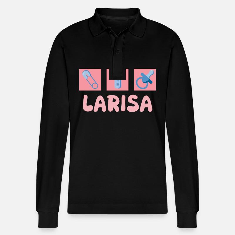 Larisa als Schnuller - Stanley/Stella Unisex Bio-Langarm-Poloshirt Prepster - Schwarz