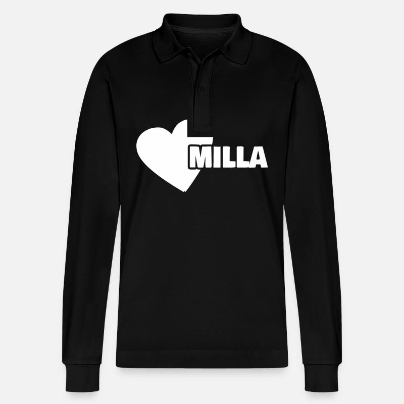 Milla comme prénom - Polo à manches longues bio PREPSTER Stanley/Stella Unisexe - noir