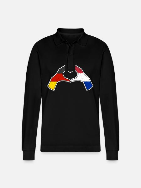 Holland Dutch Germany Netherlands - Stanley/Stella Organic Unisex Long-Sleeved Polo Shirt Prepster - black