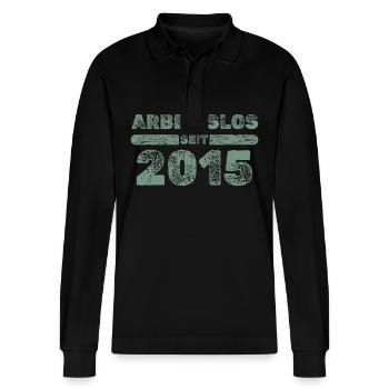 2015 - Stanley/Stella Organic Unisex Long-Sleeved Polo Shirt Prepster - black - Front - Anna (173cm) & Nico (186cm)