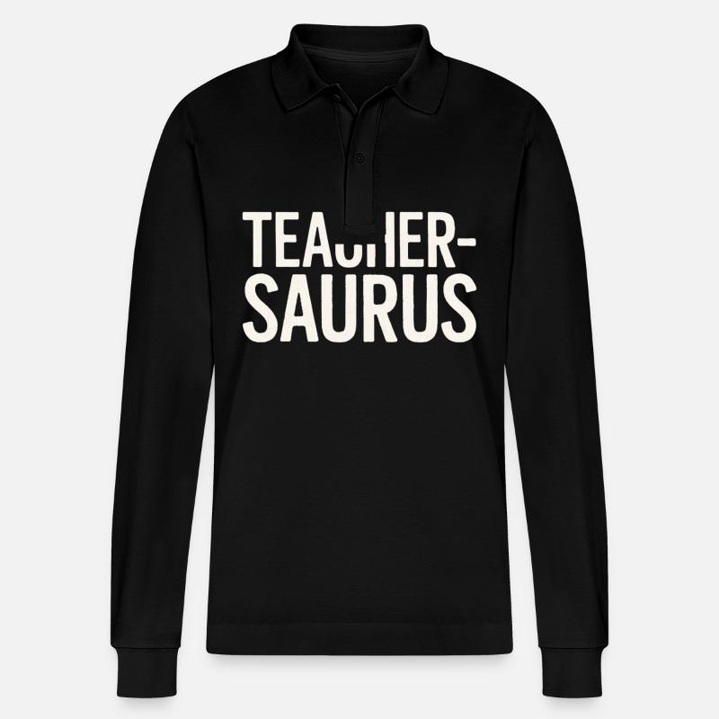 Teacher-saurus 8 - Stanley/Stella Unisex Bio-Langarm-Poloshirt Prepster - Schwarz