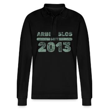 2013 2013 - Stanley/Stella Organic Unisex Long-Sleeved Polo Shirt Prepster - black - Front - Anna (173cm) & Nico (186cm)