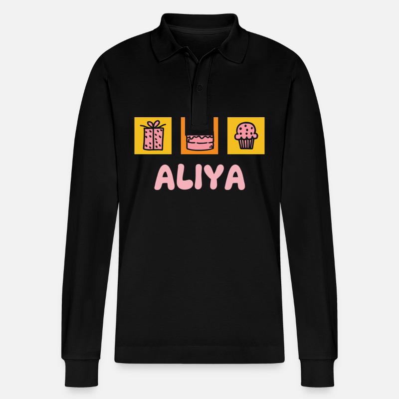 Aliya als Vorname - Stanley/Stella Unisex Bio-Langarm-Poloshirt Prepster - Schwarz
