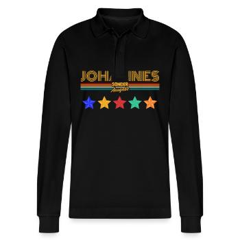 Johannes - Stanley/Stella Unisex Bio-Langarm-Poloshirt Prepster - Schwarz - Vorne - Anna (173cm) & Nico (186cm)