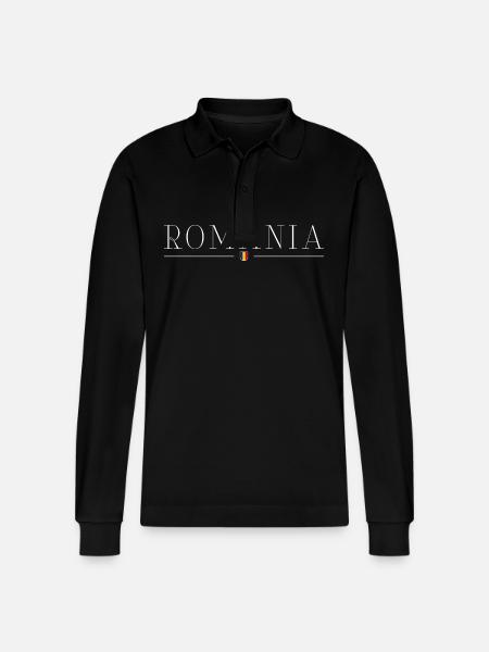 Romania Natural Beauty T-Shirt - Stanley/Stella Organic Unisex Long-Sleeved Polo Shirt Prepster - black