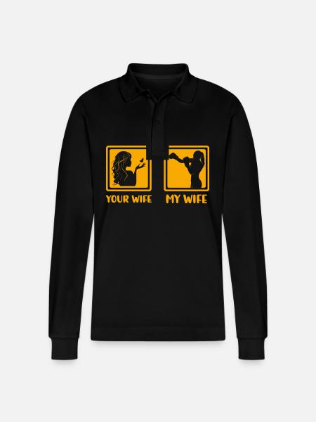 Boxende Ehefrau Frau - Stanley/Stella Unisex Bio-Langarm-Poloshirt Prepster - Schwarz
