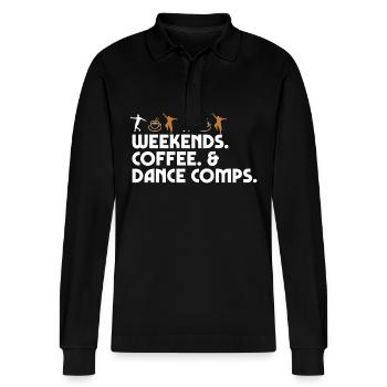 Dance Mom Dancer Dad Weekends Coffee And Dance - Stanley/Stella Unisex Bio-Langarm-Poloshirt Prepster - Schwarz - Vorne - Anna (173cm) & Nico (186cm)