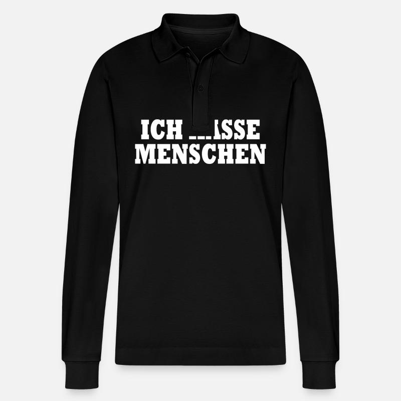Ich hasse menschen - Stanley/Stella Unisex Bio-Langarm-Poloshirt Prepster - Schwarz