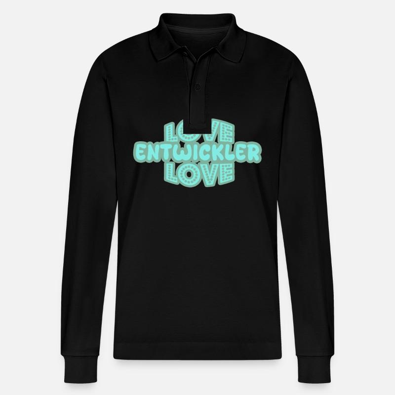 Entwickler als Spruch - Stanley/Stella Unisex Bio-Langarm-Poloshirt Prepster - Schwarz