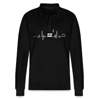 Battement de cœur de la chèvre - Polo à manches longues bio PREPSTER Stanley/Stella Unisexe - noir - Devant - Anna (173cm) & Nico (186cm)