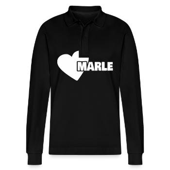 First name Marle - Stanley/Stella Organic Unisex Long-Sleeved Polo Shirt Prepster - black - Front - Anna (173cm) & Nico (186cm)