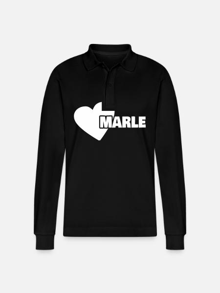 First name Marle - Stanley/Stella Organic Unisex Long-Sleeved Polo Shirt Prepster - black