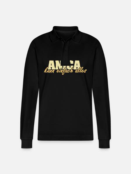Geschenk für Anica - Stanley/Stella Unisex Bio-Langarm-Poloshirt Prepster - Schwarz