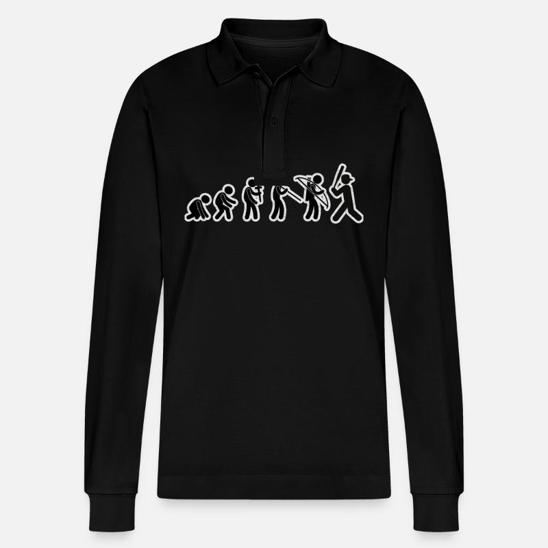 Evolution Baseball Black Grunge - Stanley/Stella Organic Unisex Long-Sleeved Polo Shirt Prepster - black