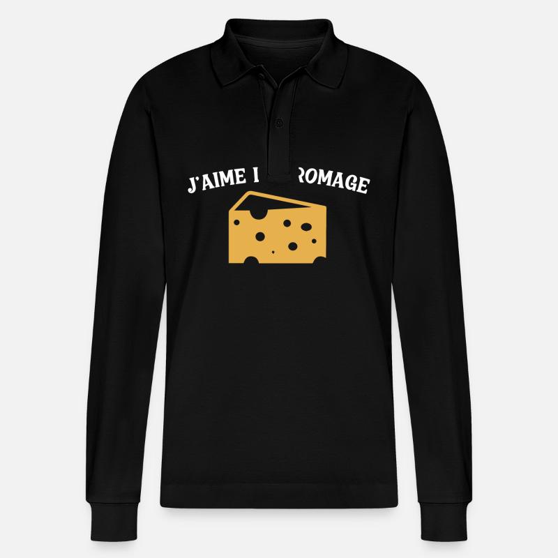 Ich liebe Käse - Stanley/Stella Unisex Bio-Langarm-Poloshirt Prepster - Schwarz