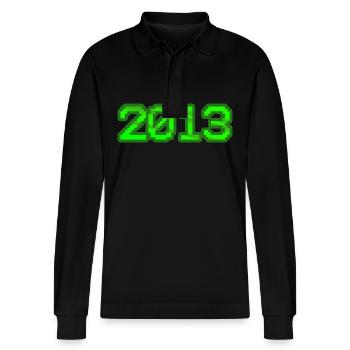 2013 - Stanley/Stella Organic Unisex Long-Sleeved Polo Shirt Prepster - black - Front - Anna (173cm) & Nico (186cm)