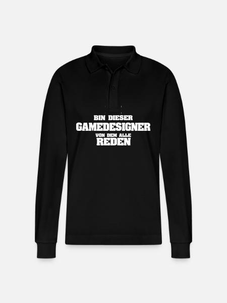 Occupation Game Designer - Stanley/Stella Organic Unisex Long-Sleeved Polo Shirt Prepster - black