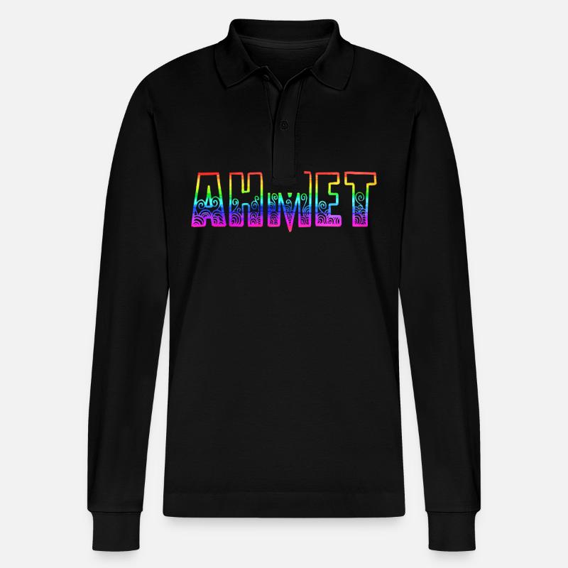 ahmet rs regenbogen - Stanley/Stella Unisex Bio-Langarm-Poloshirt Prepster - Schwarz