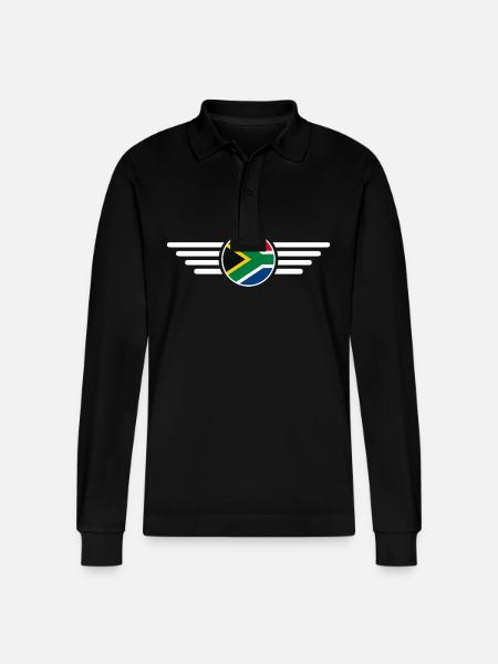 South Africa Style Design T-Shirt - Stanley/Stella Organic Unisex Long-Sleeved Polo Shirt Prepster - black