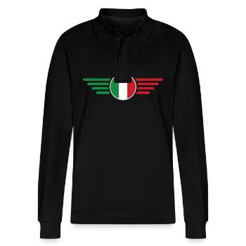 Ich liebe Italien Eleganz Stil Design T-Shirt - Stanley/Stella Unisex Bio-Langarm-Poloshirt Prepster - Schwarz - Vorne - Anna (173cm) & Nico (186cm)