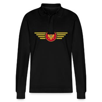 Ich liebe Montenegro, Eleganz Stil Design T-Shirt - Stanley/Stella Unisex Bio-Langarm-Poloshirt Prepster - Schwarz - Vorne - Anna (173cm) & Nico (186cm)