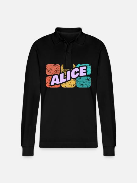 Gift for Alice - Stanley/Stella Organic Unisex Long-Sleeved Polo Shirt Prepster - black
