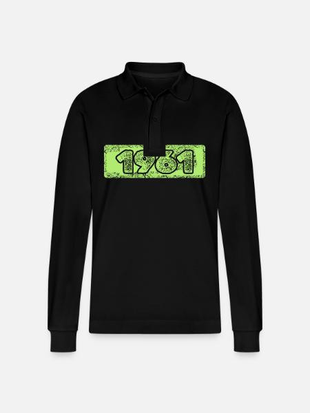 Number 1961 - Stanley/Stella Organic Unisex Long-Sleeved Polo Shirt Prepster - black