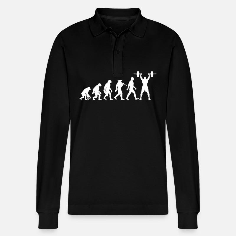 Evolution - Gewichtheben - Kraftsport - Stanley/Stella Unisex Bio-Langarm-Poloshirt Prepster - Schwarz