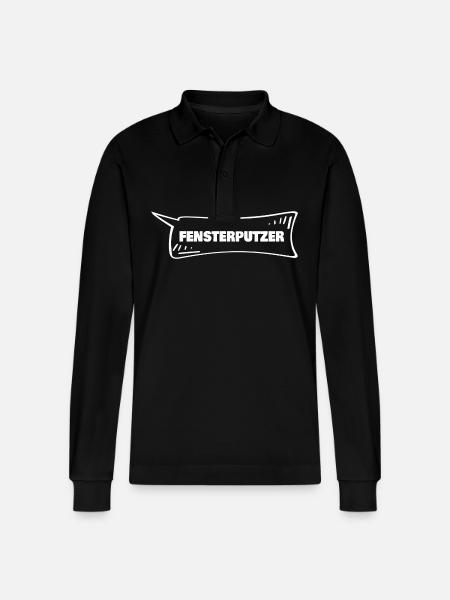 Fensterputzer als Sprechblase - Stanley/Stella Unisex Bio-Langarm-Poloshirt Prepster - Schwarz