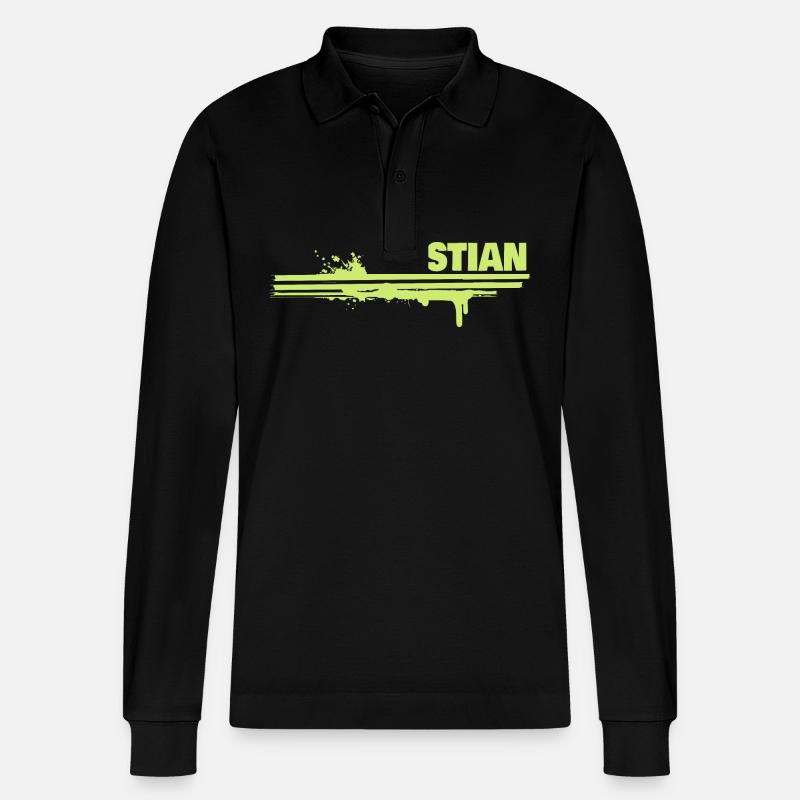 Bastian als Farbklecks - Stanley/Stella Unisex Bio-Langarm-Poloshirt Prepster - Schwarz