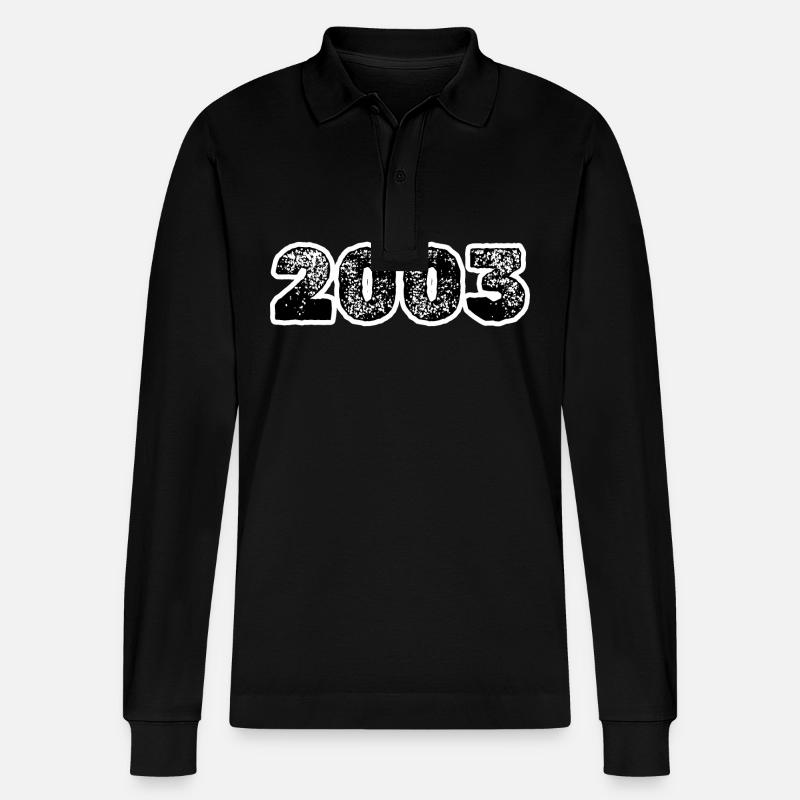 Jahr 2003 - Stanley/Stella Unisex Bio-Langarm-Poloshirt Prepster - Schwarz