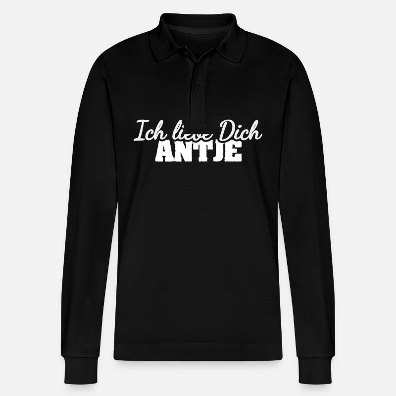 Antje - Stanley/Stella Unisex Bio-Langarm-Poloshirt Prepster - Schwarz