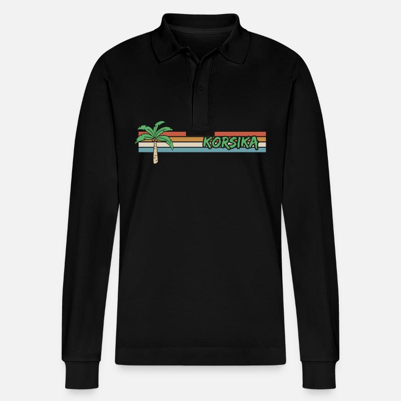 Urlaub Korsika - Stanley/Stella Unisex Bio-Langarm-Poloshirt Prepster - Schwarz