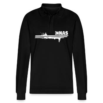 Lennas as a splash of colour - Stanley/Stella Organic Unisex Long-Sleeved Polo Shirt Prepster - black - Front - Anna (173cm) & Nico (186cm)