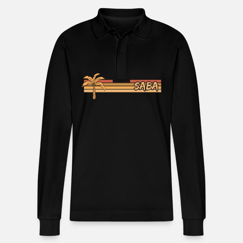 Urlaub Saba - Stanley/Stella Unisex Bio-Langarm-Poloshirt Prepster - Schwarz