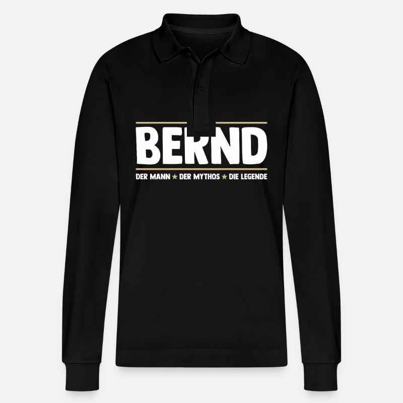 Bernd - Stanley/Stella Unisex Bio-Langarm-Poloshirt Prepster - Schwarz