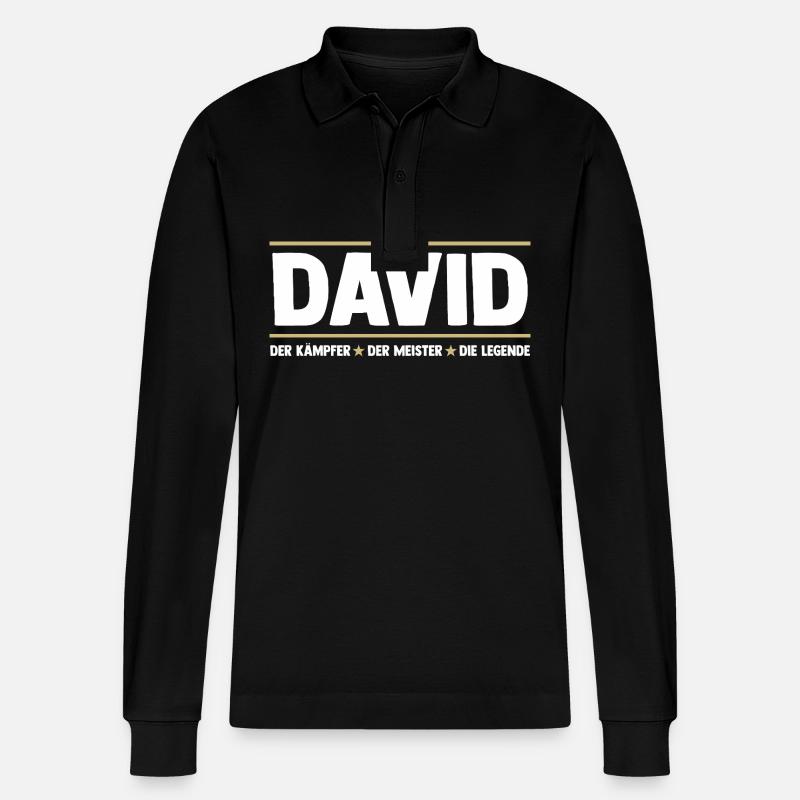 David - Stanley/Stella Unisex Bio-Langarm-Poloshirt Prepster - Schwarz