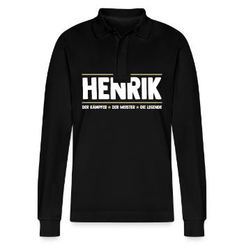 Henrik - Stanley/Stella Unisex Bio-Langarm-Poloshirt Prepster - Schwarz - Vorne - Anna (173cm) & Nico (186cm)