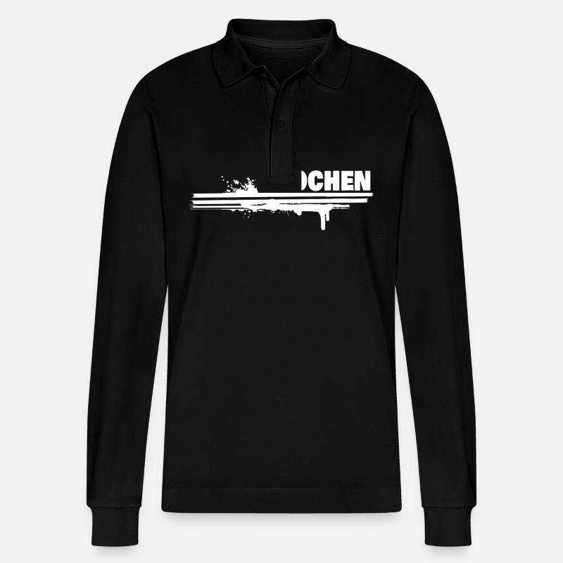 Gift for Jochen - Stanley/Stella Organic Unisex Long-Sleeved Polo Shirt Prepster - black