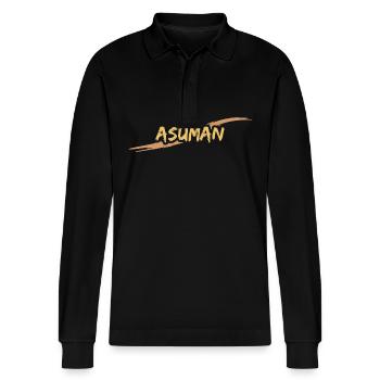 Geschenk für Asuman - Stanley/Stella Unisex Bio-Langarm-Poloshirt Prepster - Schwarz - Vorne - Anna (173cm) & Nico (186cm)