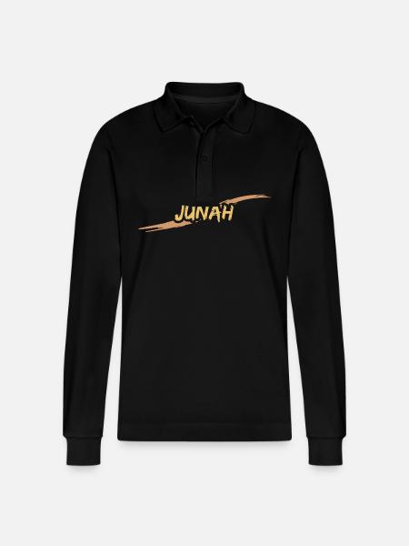 Gift for Junah - Stanley/Stella Organic Unisex Long-Sleeved Polo Shirt Prepster - black