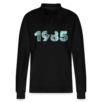 Glacial 1985 - Polo à manches longues bio PREPSTER Stanley/Stella Unisexe - noir - Devant - Anna (173cm) & Nico (186cm)