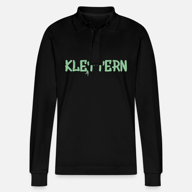 Klettern, climb, climbing - Stanley/Stella Unisex Bio-Langarm-Poloshirt Prepster - Schwarz