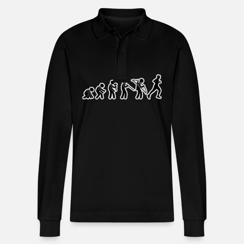Evolution Running Black Grunge - Stanley/Stella Unisex Bio-Langarm-Poloshirt Prepster - Schwarz